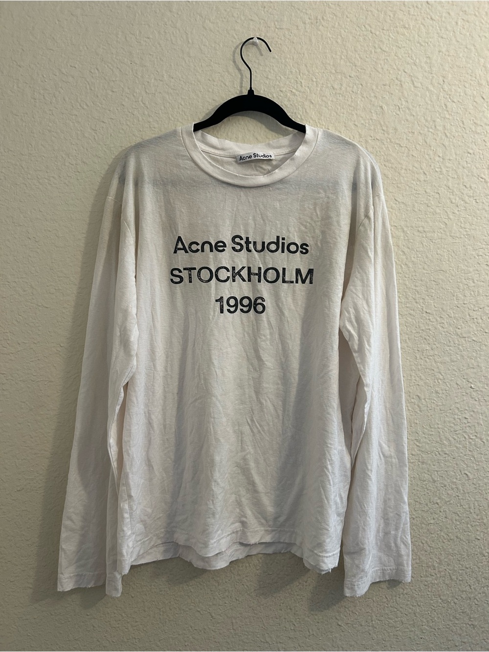 Acne Studios White Long-Sleeve Tee with Black Logo